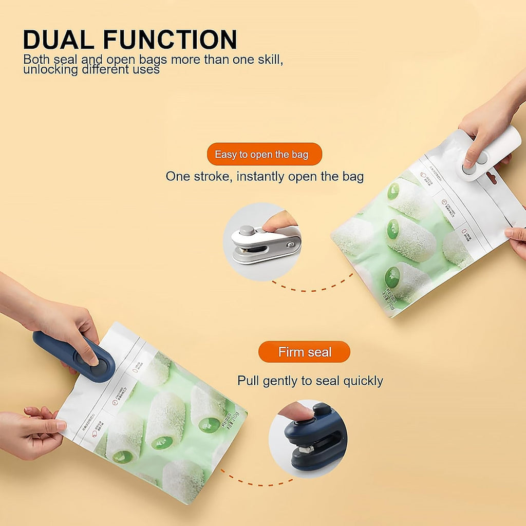 Mini Bag Sealer, 2 in 1 Seal &amp; Cutter Heat Sealers, TYPE-C USB Charging Portable Bag Reseller, Handle Food Sealer, Sealing Machine for Food Storage Plastic Bags Snacks Keep Food Fresh