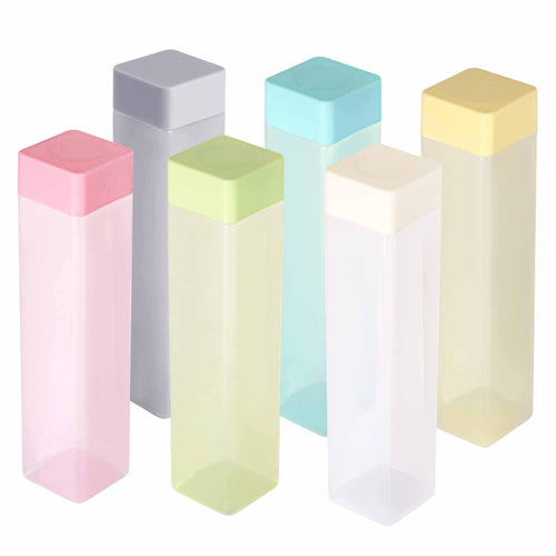 Frosty Plastic Food Grade Fridge Square Water Bottle Gift Set(6 pieces, 1L,Assorted) | 950 milliliter