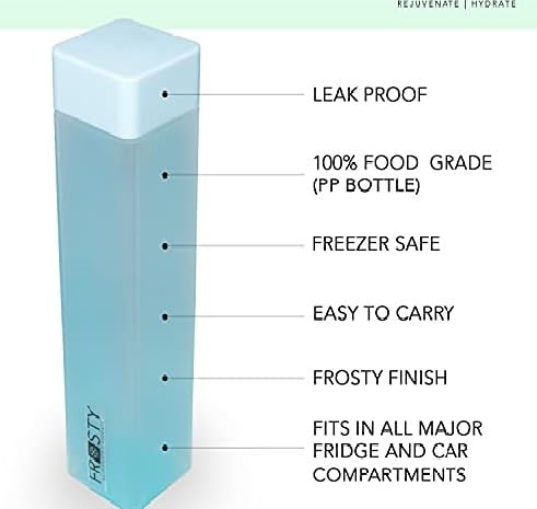 Frosty Plastic Food Grade Fridge Square Water Bottle Gift Set(6 pieces, 1L,Assorted) | 950 milliliter