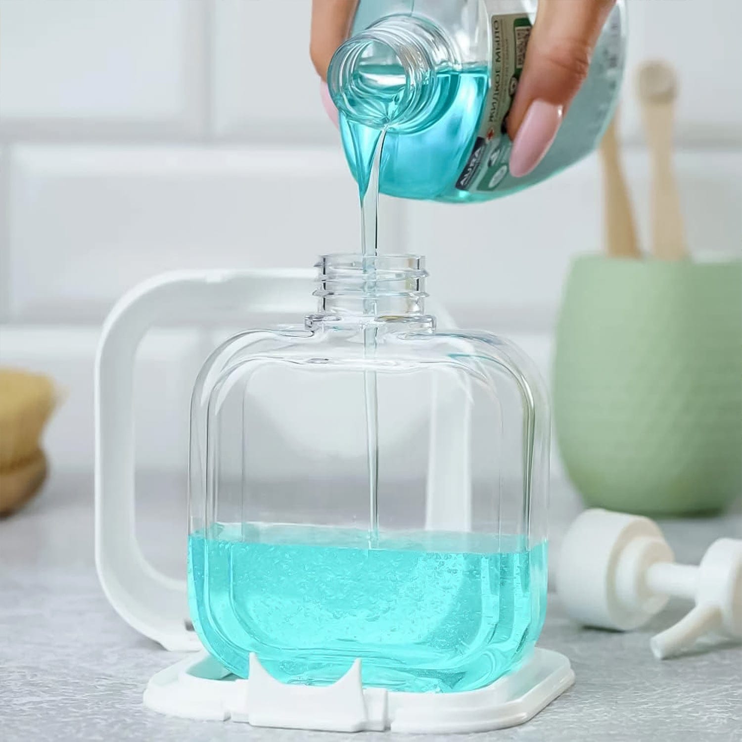 Snap sink Dispenser Plastic Clear Empty Pump Lotion Bottles (2 Set)